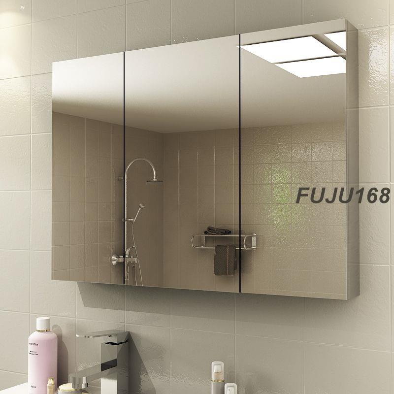 不銹鋼浴室鏡櫃掛墻式洗手間鏡箱廁所衛生間鏡子帶置物架梳妝收納-FUJU生活