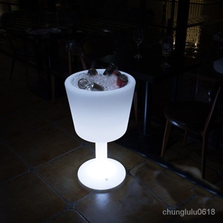 【熱銷】酒吧LED發光冰KTV高級輕奢網紅雙層塑料啤酒香檳紅酒冰桶寶冰桶