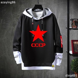 【臺現】潮流蘇聯社會飄帶連帽衛衣蘇維埃共產CCCP主義衣服假兩件男女春秋季