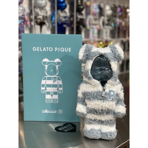 BE@RBRICK 庫柏力克熊 bearbrick GELATO PIQUE條紋睡衣熊400% Mint色