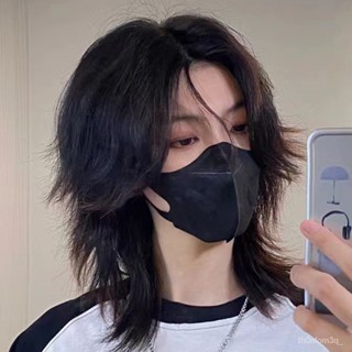 【模擬假髮】假頭髮鯔魚頭 男女通用 網紅武士頭 日係帥氣狼尾頭 蓬鬆自然 日係武士頭碎髮 蓬鬆自然男生短髮 男生假髮