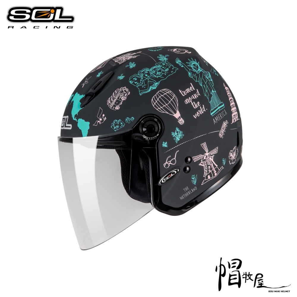 【帽牧屋】SOL SL-27Y 環遊世界 四分之三罩安全帽 小頭圍 輕量化 女生 3/4 半罩 消光灰/粉