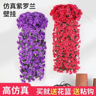 臺灣模具🍕仿真紫羅蘭花墻植物吊蘭壁掛塑料假花藤條藤蔓室內客廳裝飾擺設件 不能吃