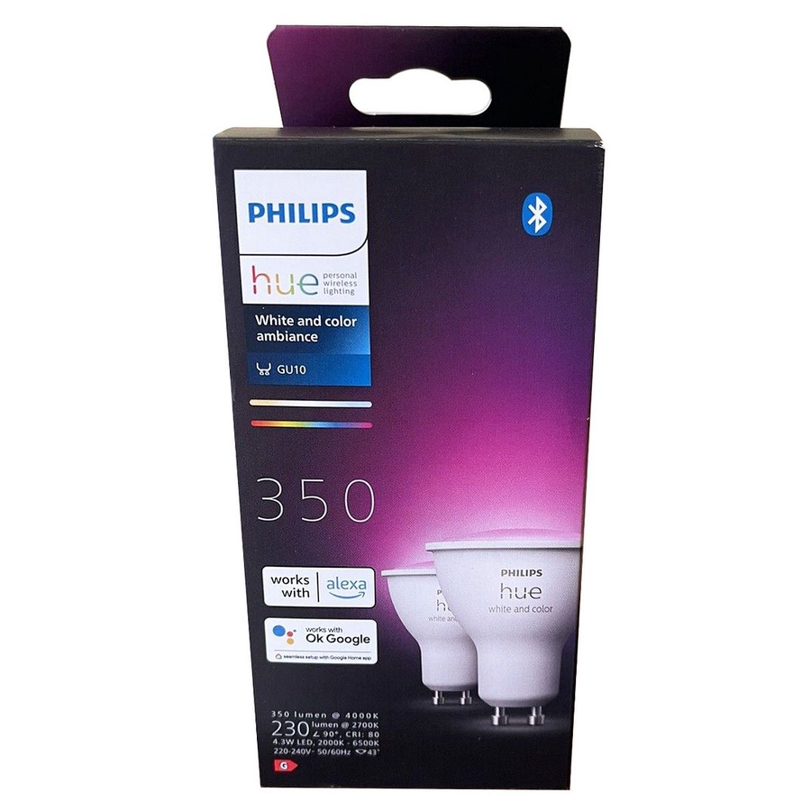 飛利浦 Philips Hue 全彩情境 350lm 白+彩光 4.3W GU10 智慧聚光燈 (2入組)(平行進口)