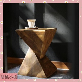 《優品🎁免運》可開發票 藝術茶幾 北歐邊桌 仿木茶幾角幾 戶外小桌椅 ins風網紅茶幾 咖啡桌 客廳邊幾 花架 角幾