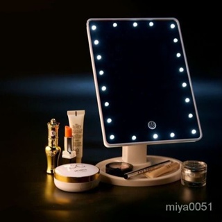 🔥台灣熱賣DIY🔥網紅LED化妝鏡帶燈鏡子臺式觸屏臺燈梳妝鏡大號便攜智能充電款 BZRL
