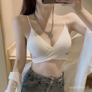 觀霧性感裹胸內衣女交叉美背弔帶抹胸鏤空打底內搭防走光帶胸墊文胸夏運動內衣 弔帶內衣 外穿百搭 內衣三角 內褲套裝 瑜珈內