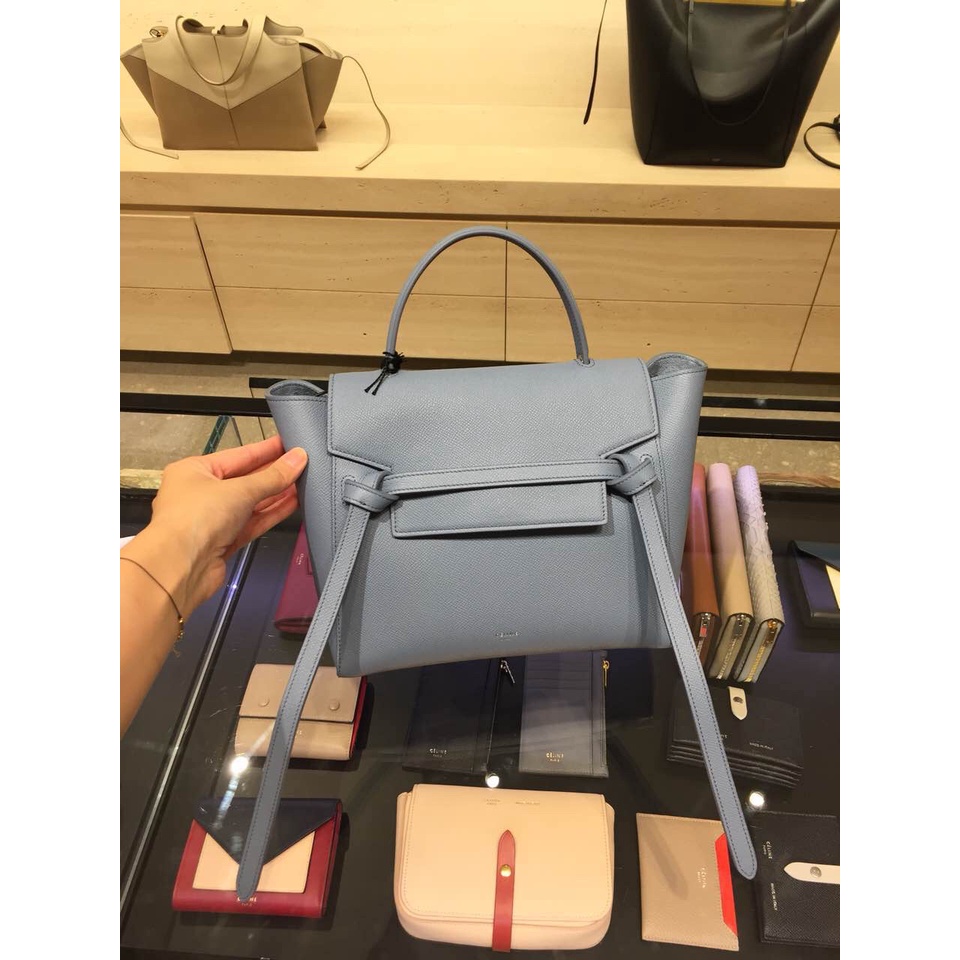 Celine Micro Belt Bag In Frost Blue Epsom Calfskin - Best Celine Replica