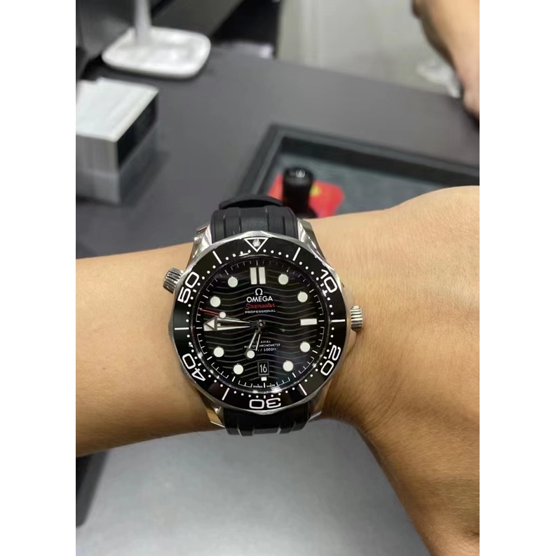 OMEGA Seamaster歐米茄 海馬300m 黑銀 橡膠帶 自動機械錶