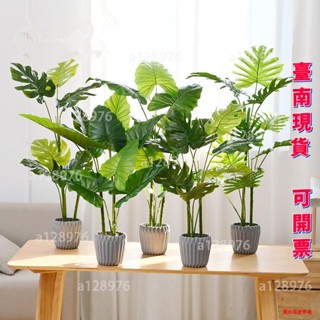 臺南免運 大號模擬綠植盆栽 創意室內擺件仿真花 仿真植物 模擬龜背 龜背葉 假花 模擬盆栽