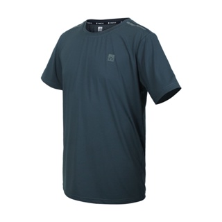 FIRESTAR 男彈性機能圓領短袖T恤(運動 慢跑 路跑 上衣 涼感 反光「D1732-16」 灰綠銀