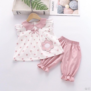 Miss.Q 台灣現貨 女童夏季套裝一歲嬰兒衣服夏小童兒童短袖兩件套夏天洋氣寶寶夏裝