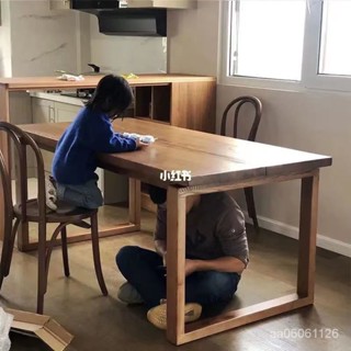 【下單到府】莫比恩實木辦公餐桌一體吃飯桌子傢用小戶型長方形白蠟木長桌實木