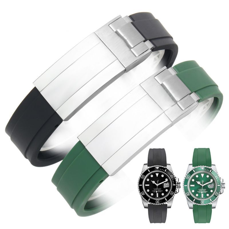 23年新款錶帶代用勞力士迪通拿表帶適用黑綠藍水鬼游艇探險家20mm表帶男6061