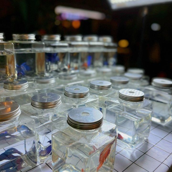 台出 500毫升透明塑料方形斗魚魚缸迷你生態微景觀魚缸小型養魚繁殖瓶
