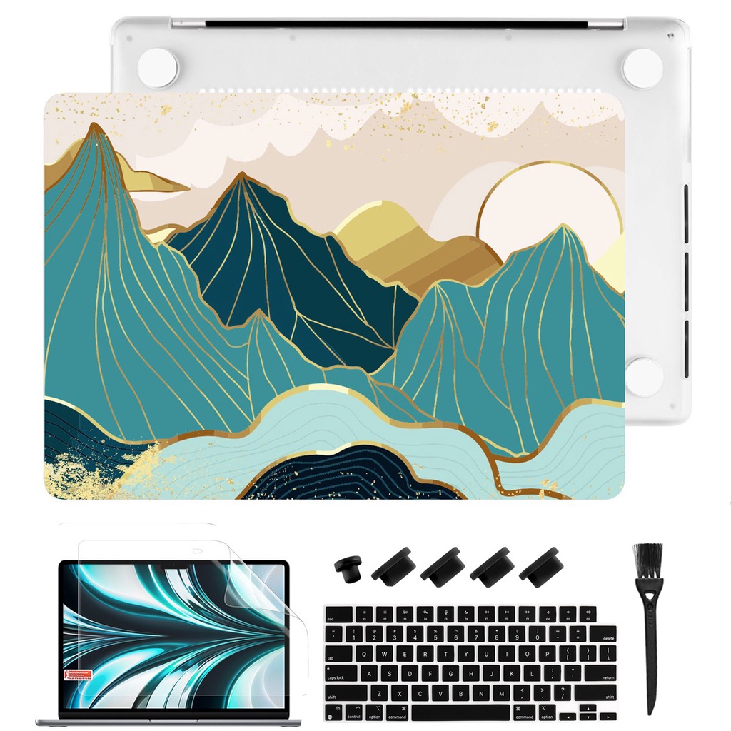 ♥新款蘋果筆電保護殼 淡遠山彩繪殼 M1 M2 MacBook Pro Air 2