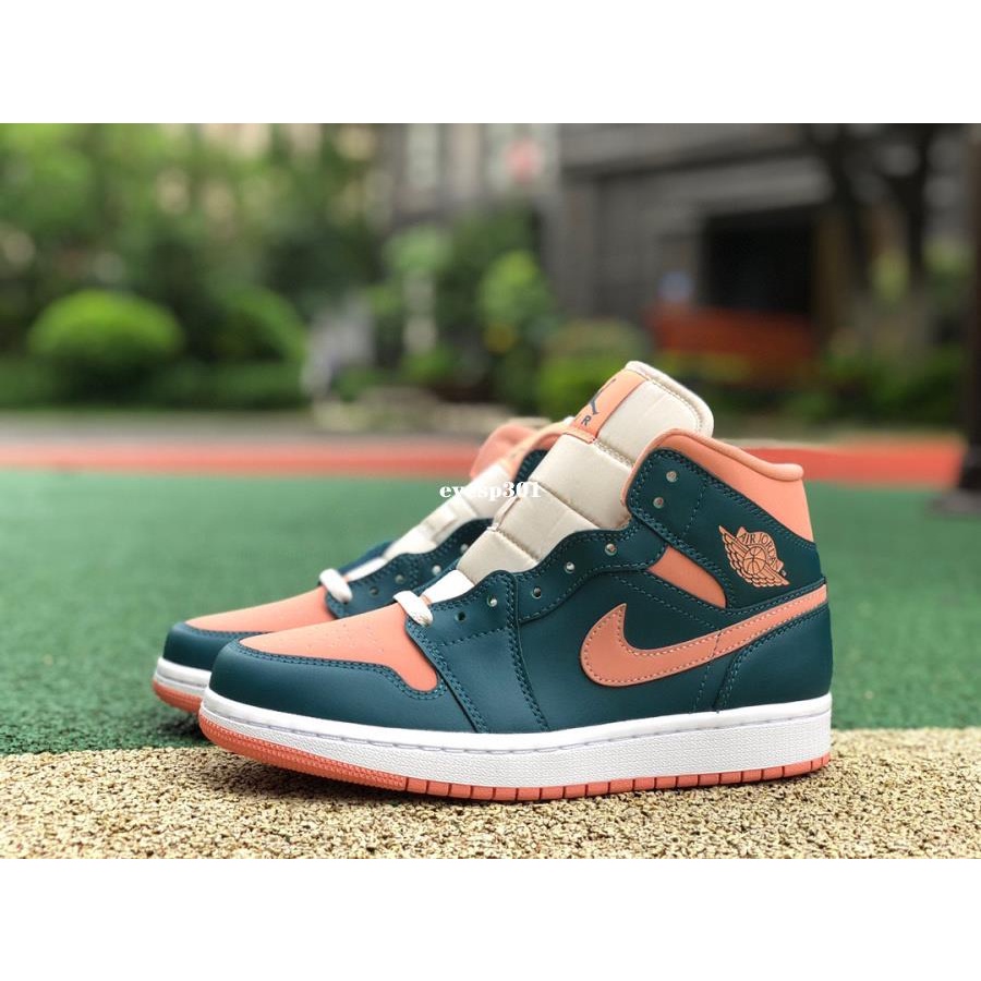 Air Jordan 1 Mid AJ1 粉藍 皮革 中幫 籃球鞋 BQ6472-308