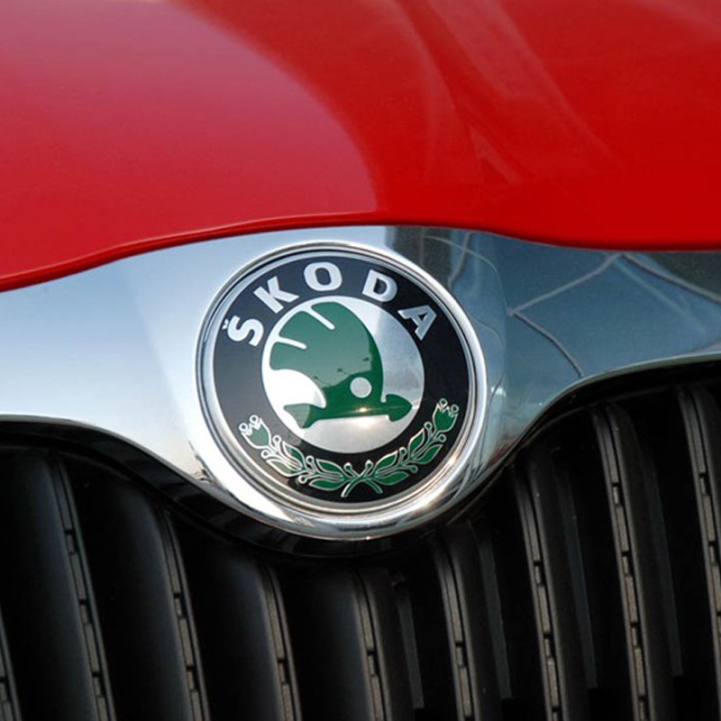 非凡免運‡適用於SKODA斯柯達前標後標 前後標誌中網標 車尾標 機蓋標 綠色帶字母LOGO 汽車改裝90MM 80MM