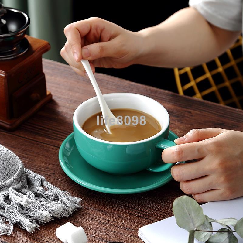 【台灣暢銷】350ml 陶瓷 咖啡杯 套裝 卡布奇諾拿鐵杯摩卡杯大口拉花比賽杯澤田杯VVS