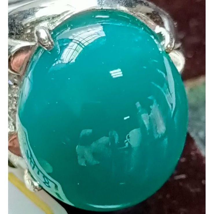 台灣蓝寶，男戒，34,8克拉，天空藍玻璃質。指圍14,5。