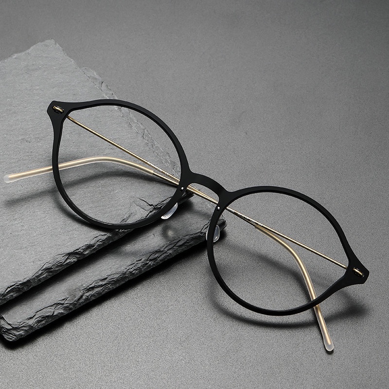 無螺絲林德同款伯格圓形眼鏡框設計師款6558尼龍可配近視眼鏡架工廠直銷中性無logo尚宏眼鏡