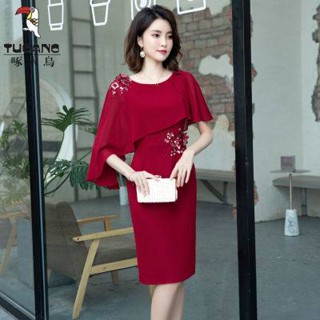 ♘啄木鳥晚禮服裙喜婆婆婚宴裝連衣裙婚禮高階年輕媽媽小個