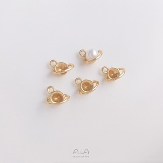 Ala----14K包金保色星球珠託吊墜diy粘珍珠空託掛件手工材料飾品吊飾配件