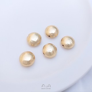 Ala-0209-高保色高品質---保色14K包金拉絲方珠扁圓饅頭珠橢圓隔珠diy耳環手鏈飾品配珠材料