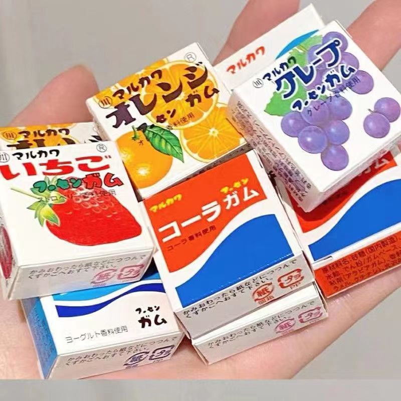 日本進口本土丸川10種雜錦水果味泡泡糖草莓味口香糖木糖醇糖