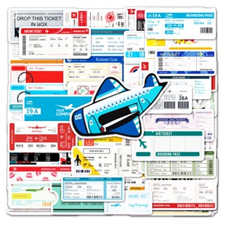 【新款】52張登機牌ins風塗鴉貼紙 行李箱滑板車汽車手機卡通機車防水貼紙 行李箱貼紙 冰箱貼紙 貼紙 車貼