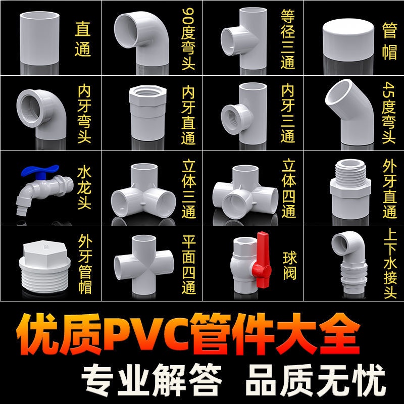 🔥熱銷🔥塑料PVC管配件4分直接管件外內絲三通1寸寶塔20彎頭水管接頭