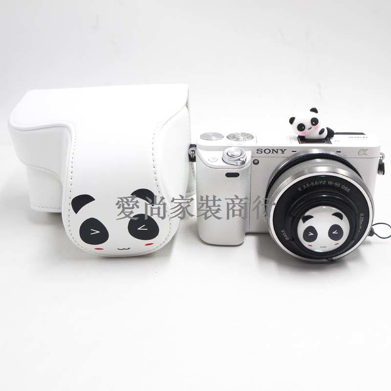 ✘♛可愛熊貓相機包相機套適合佳能M6M200M50索尼A6400A6100保護套殼