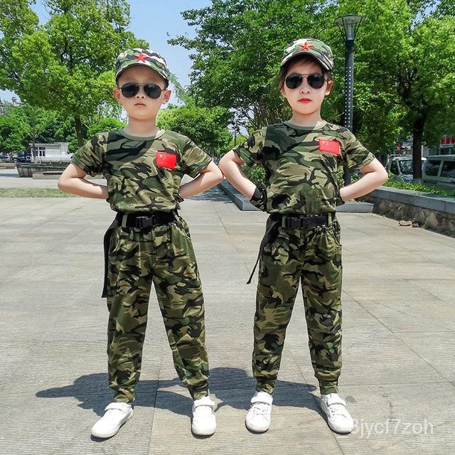 【臺灣熱銷】 兒童迷彩服套裝男女童種兵短袖夏裝小孩運動裝軍訓服錶演服 BPO