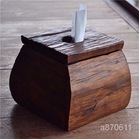 泰國實木方形紙巾盒異形創意抽紙盒個性傢居裝飾品桌麵收納餐紙盒 財路倖福百貨店
