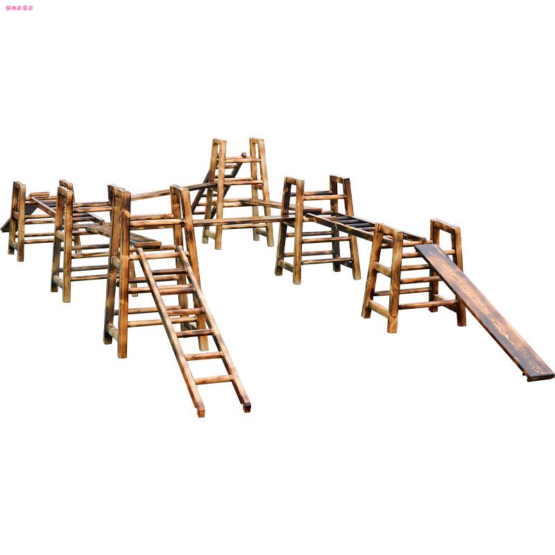 幼兒園玩具工廠直銷~♘幼兒園戶外碳化攀爬架梯兒童體能訓練組合安吉游戲感統器材平衡木