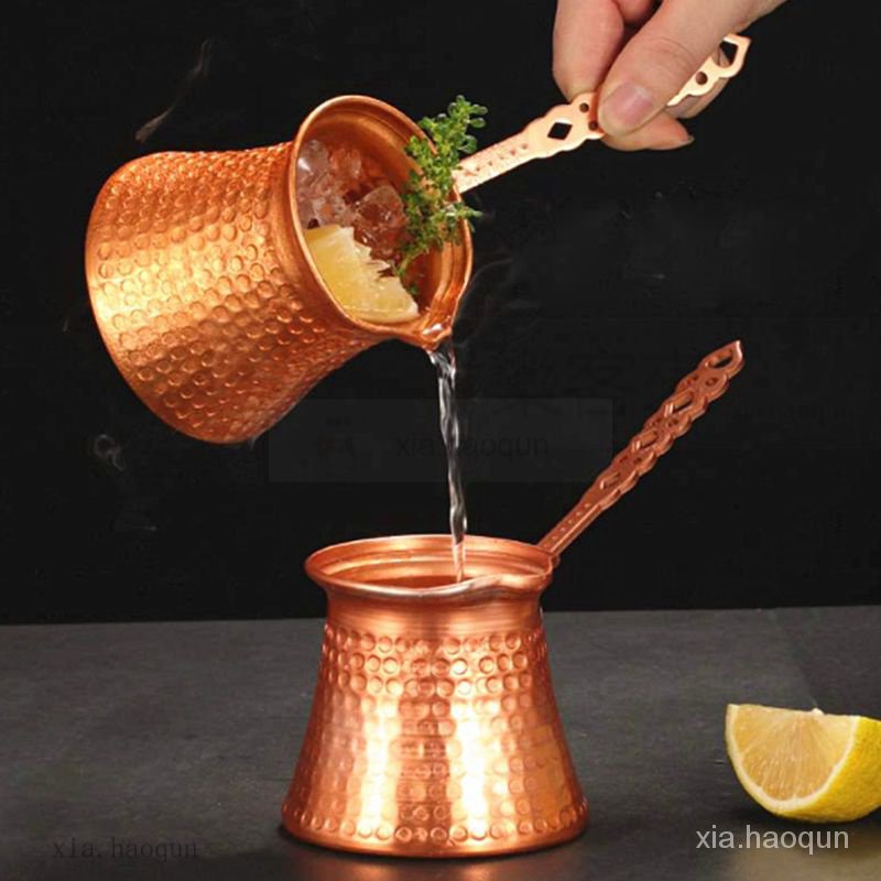 土耳其咖啡壺 錘點銅色金屬咖啡盃 鷄尾酒盃調酒拉火盃 傢用 火燄盃🔥優質  經典 咖啡壺