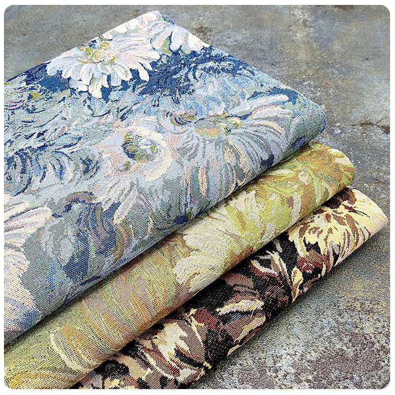 莫奈的 畫花園 油畫 風 向日葵 提花 布料 手工 DIY 包 裙子 服裝 設計師 面料