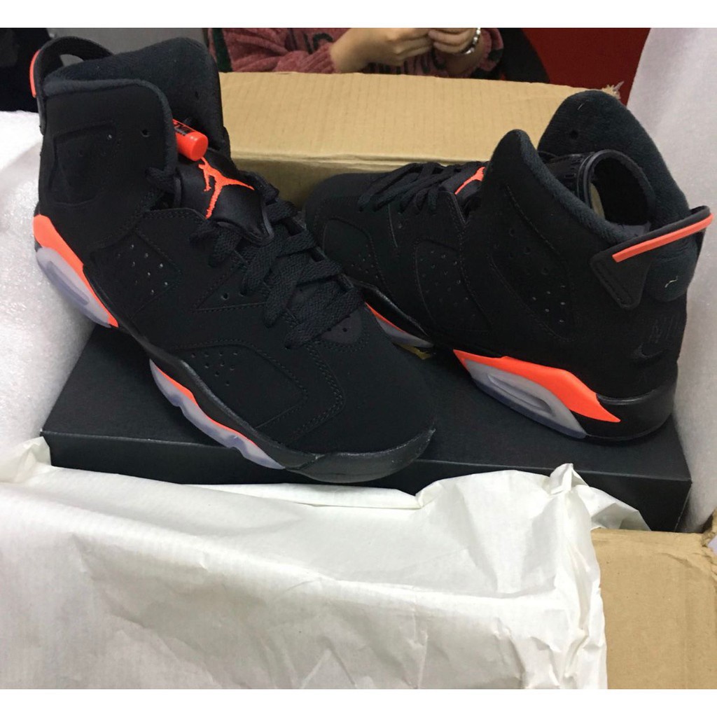 正品Air Jordan 6 GS Black Infrared 黑/紅外線 籃球鞋 男女款 384665-060