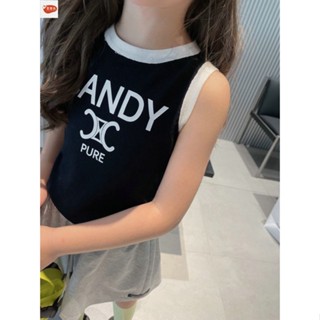 兒童背心 女童背心 女童字母背心外穿 夏季新款兒童洋氣無袖寶寶打底上衣