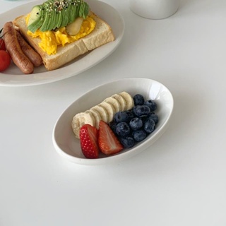 乳白系列陶瓷小橢圓烤盤 水果盤 小菜盤