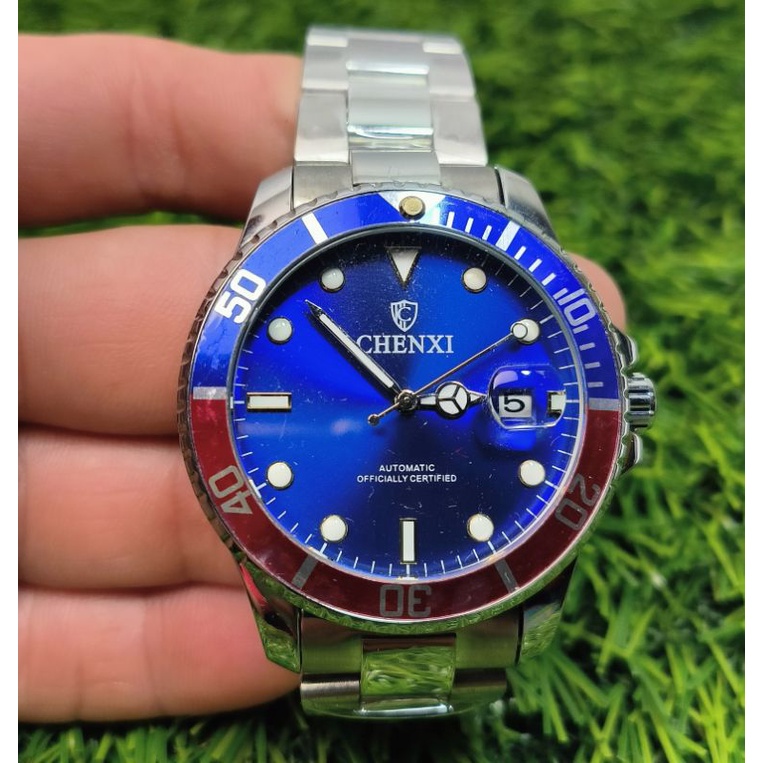 CHENXI晨曦 水鬼系列 不鏽鋼自動上鍊機械腕錶 紅藍限量可樂款