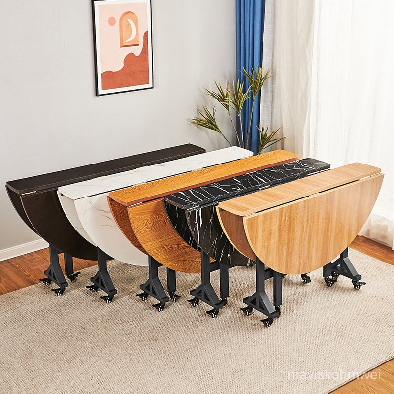 【新品熱銷】折疊桌傢用可折疊移動餐桌小戶型多功能三折桌子圓形桌客廳大圓桌 JFFV