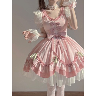 粉色少女可愛lolita連衣裙 蘿莉塔lolita 蘿莉洋裝 可愛風套裝蓬蓬裙可愛少女洋裝lolita洋裝公主連衣裙