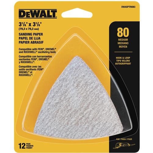 美國 DEWALT 得偉 磨切機配件 除漆用砂紙一包 12片裝(無孔) DWASPTRI083｜ASTool 亞仕托