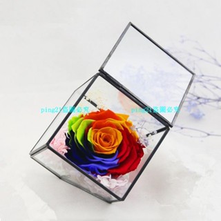 熱銷#永生花配件永生花玻璃花房水立方幾何罩透明玻璃罩花瓶聖誕節新年520禮物