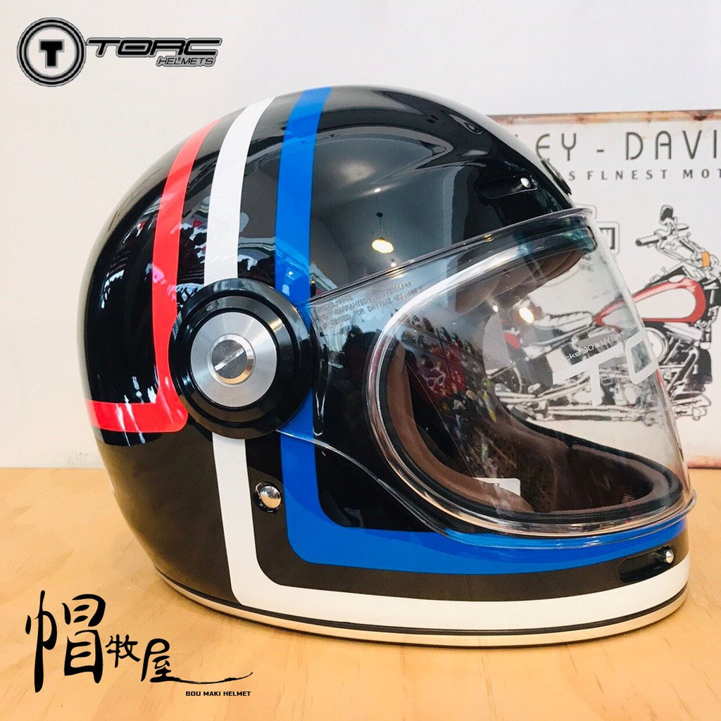 【帽牧屋】美國 TORC T1 AMERICANA TRON 亮光黑 全罩 安全帽 復古帽 樂高帽 玻璃纖維