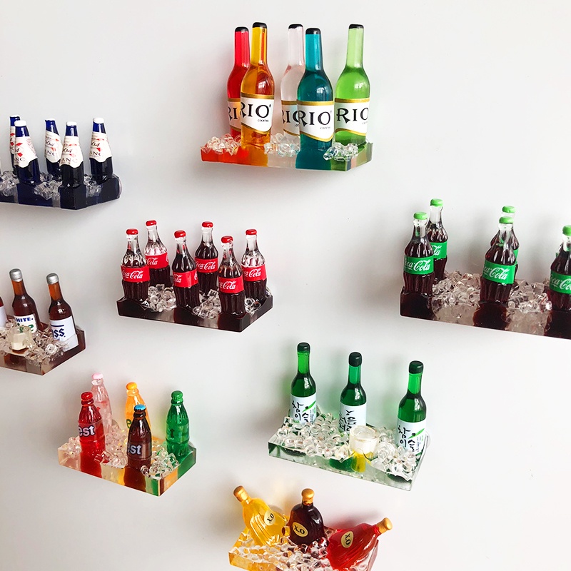 冰箱貼創意立體洋酒飲料冰箱貼磁貼桌面擺件裝飾可樂汽水磁性留言貼磁扣9天左右到貨
