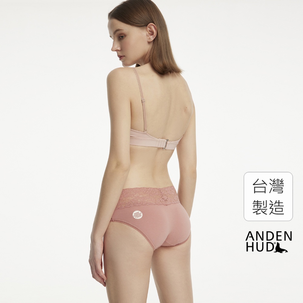 【Anden Hud】愛的語言．V蕾絲中腰三角內褲(豆紅-為自己驕傲) 純棉台灣製