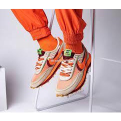 CLOT x Sacai x Nike LDV Waffle 米白橙時尚百搭運動慢跑鞋