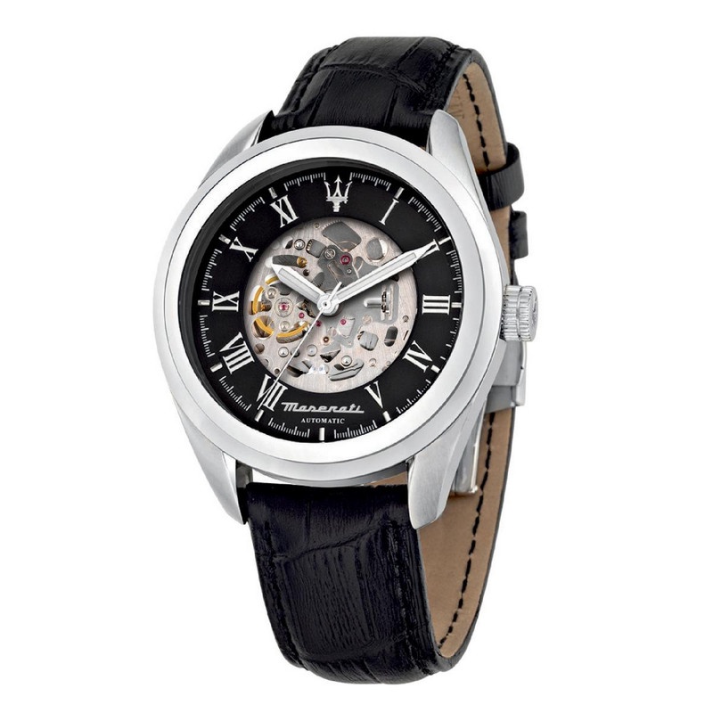 瑪莎拉蒂 Traguardo系列 45mm 黑色鏤空錶盤 男士自動機械腕錶 -R8821112004